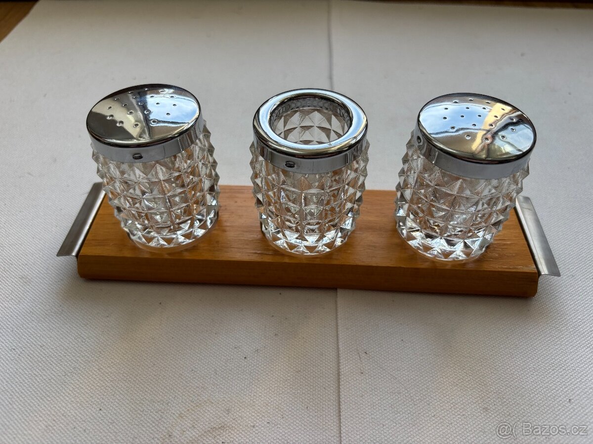 Retro slánka, pepřenka, párátkovník, lisované sklo - 2