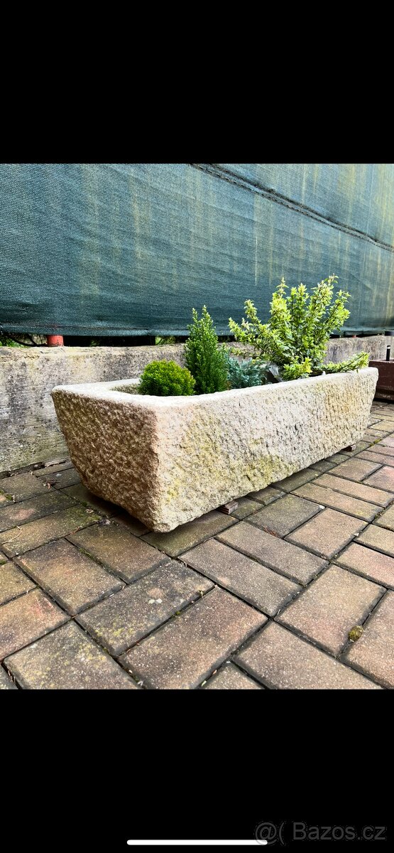 Kamenné kameninové koryto vintage selský styl - 2