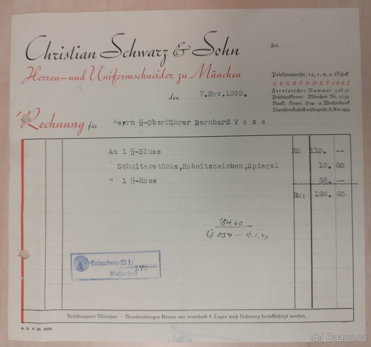 DOKUMENTY PO GENERÁL SS BERNHARD VOSS 5 - 2