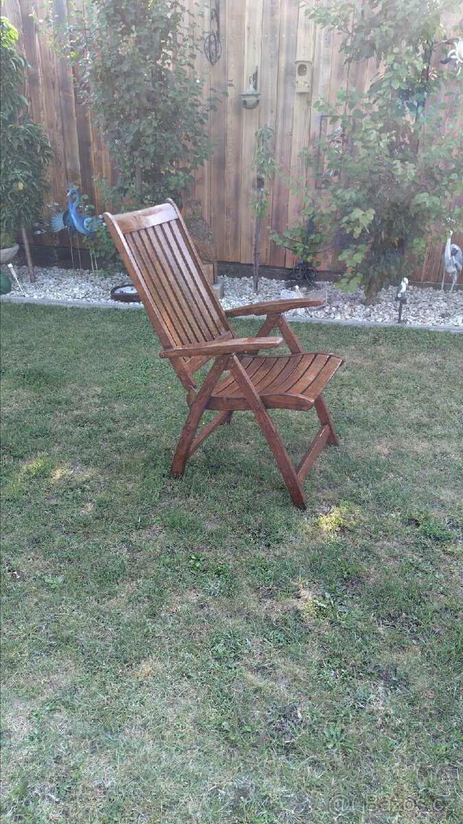 Zahradní teakové křeslo polohovací - 2