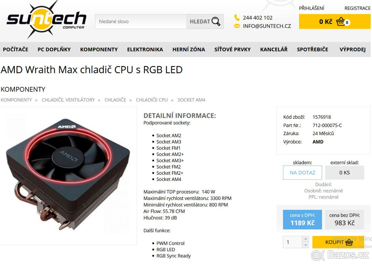 AMD Ryzen 5 3600X+NOVÝ chladič,Wraith MAX 140W-RGB - 2