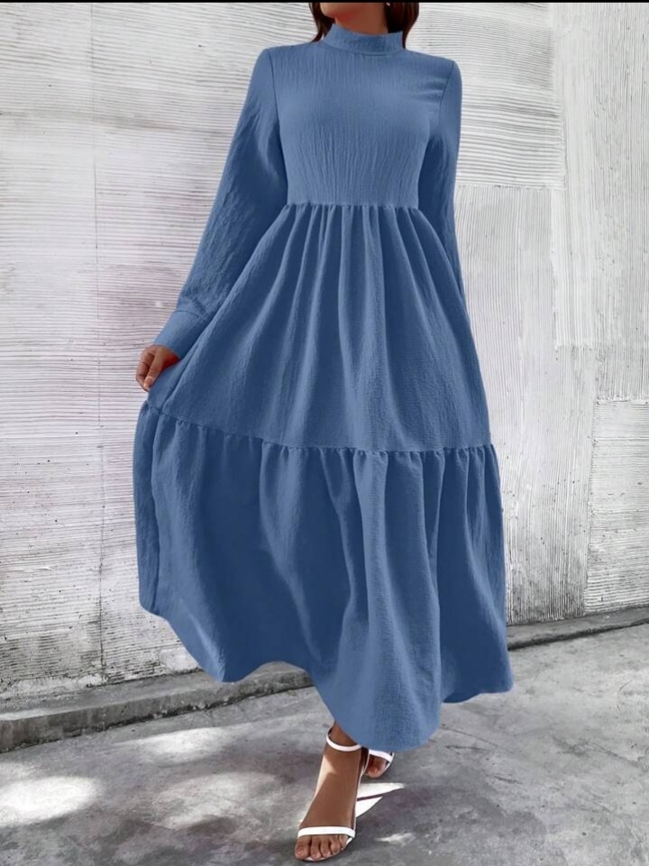 Shein safírové volánové dlouhé šaty - NOVÉ - 2