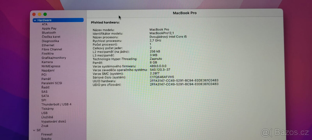 MacBook Pro 13" 2015(A1502)/i5 2,9GHz/8GB RAM/256GB SSD/IRI - 2