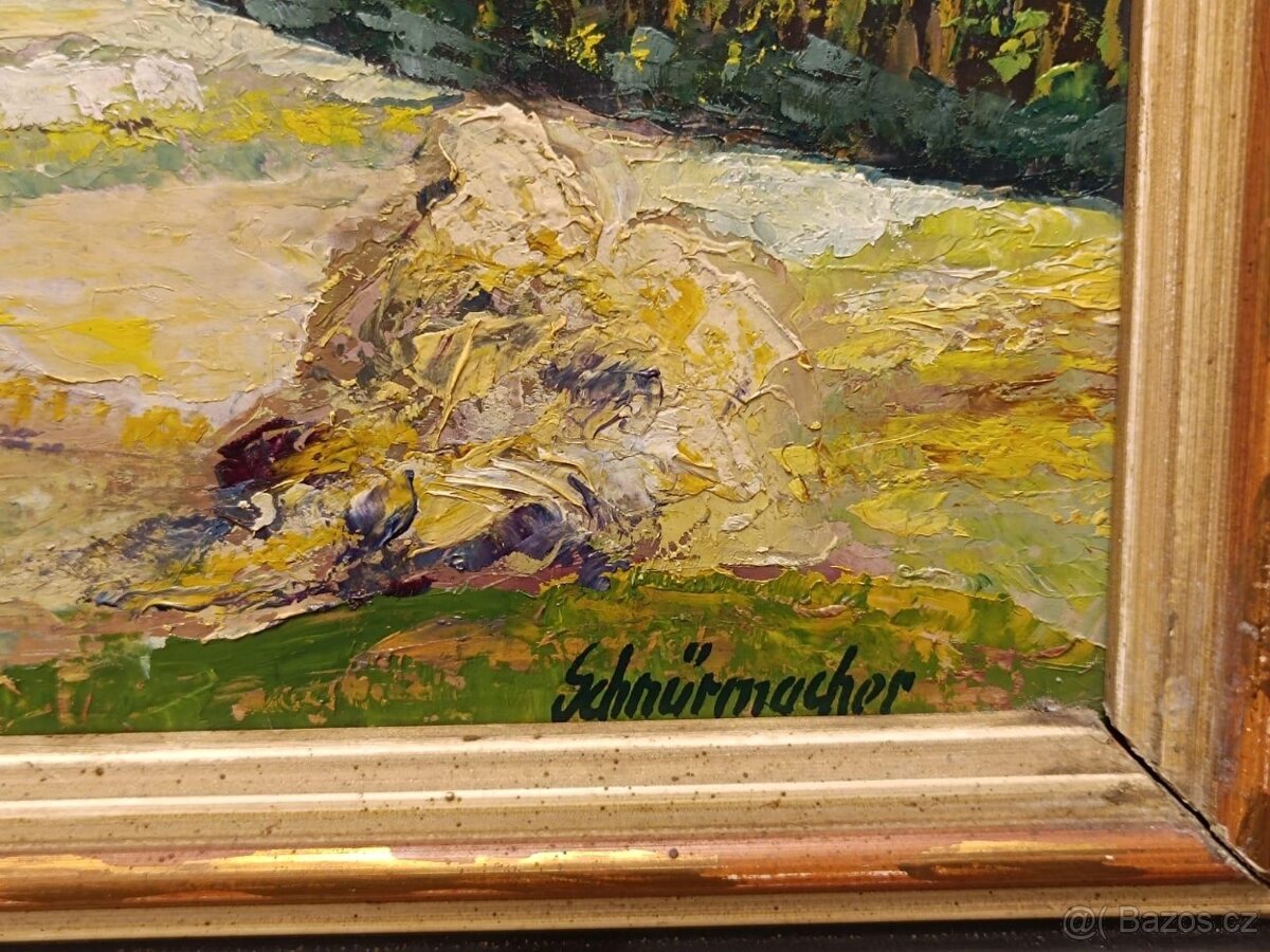 Obraz Schnurmacher, Šumavské žně, olej 52x65 - 2