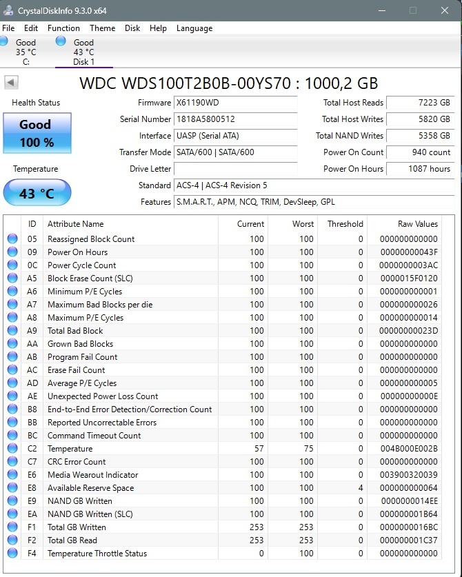 WD SSD 1TB m.2 SATA - 2