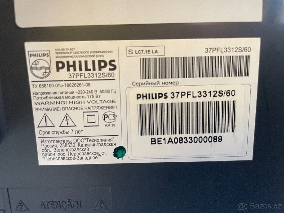 Prodám LCD televize Philips 37PFL3312S/60 - 2