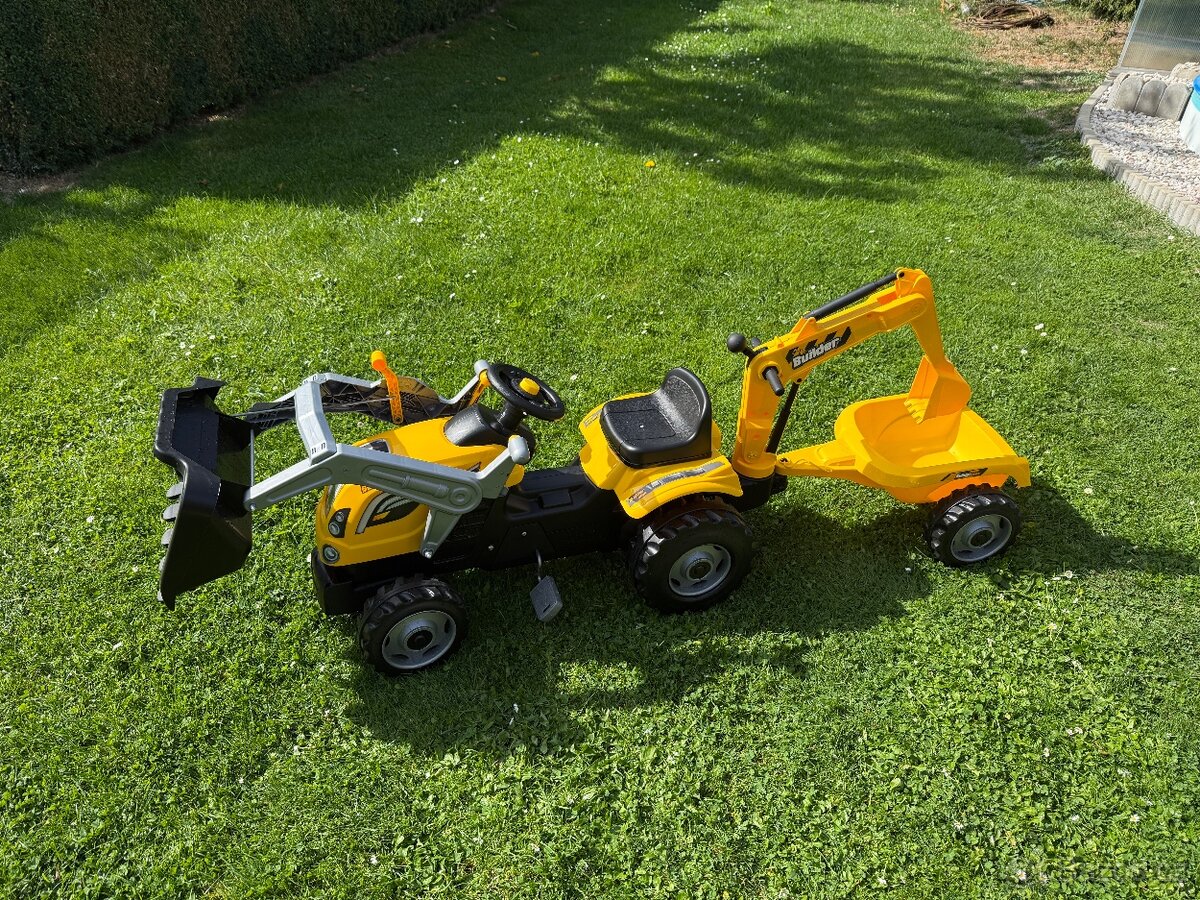 Smoby Šlapací traktor Builder Max s bagrem a vozíkem - 2