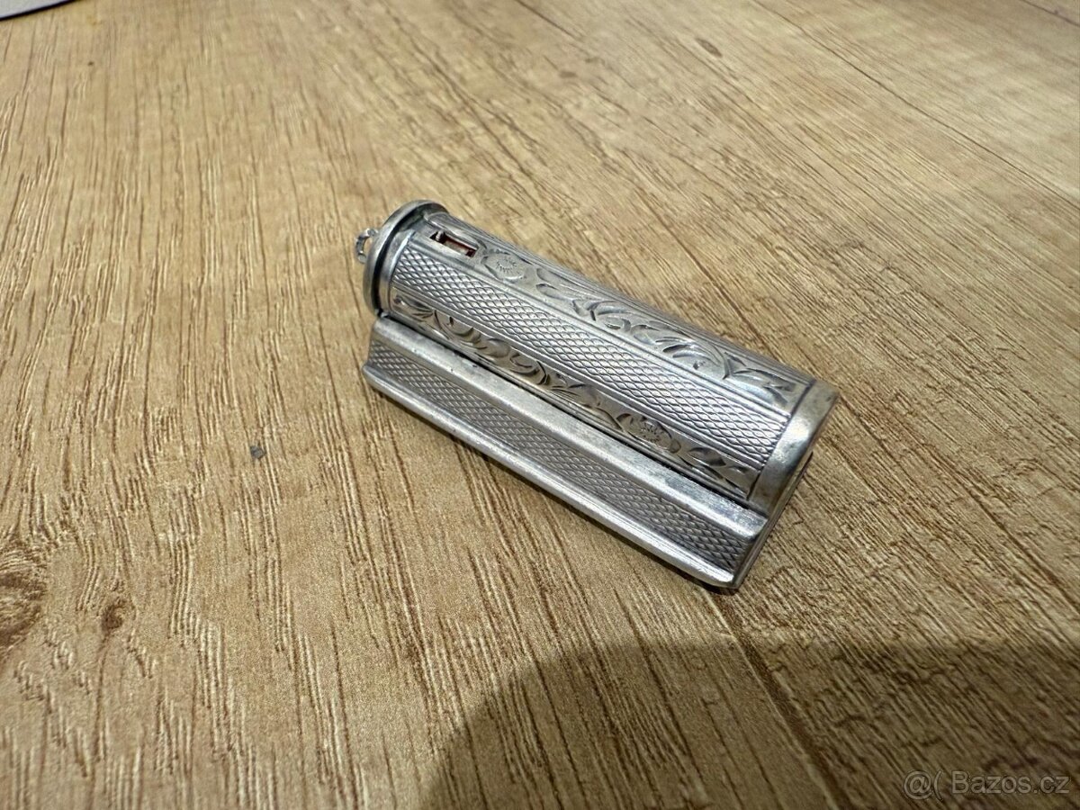 Starožitná stříbrná rtěnka se zrcátkem, punc - 2