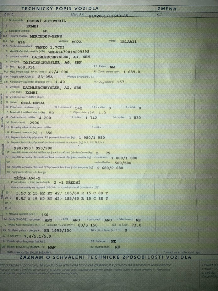 Mercedes-Benz Vaneo 1.7 CDI (spěchá) - 2