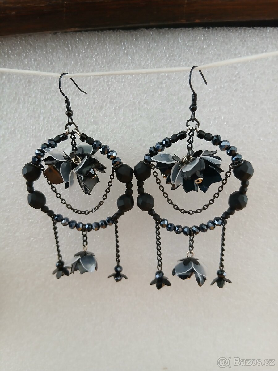 Černé kruhy bižuterie náušnice - 2