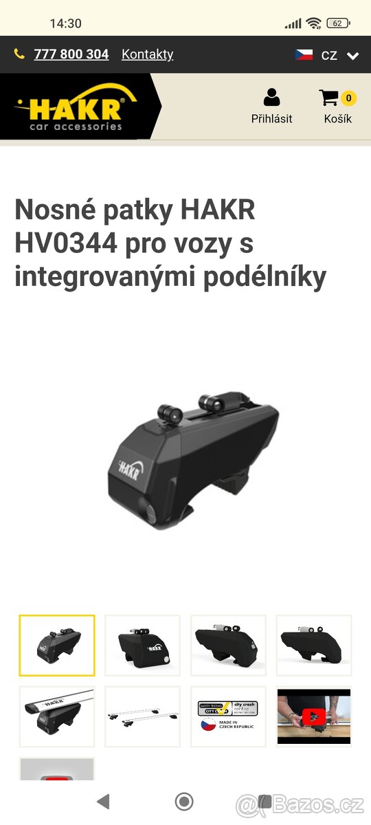 Střešní nosiče, příčníky. - 2