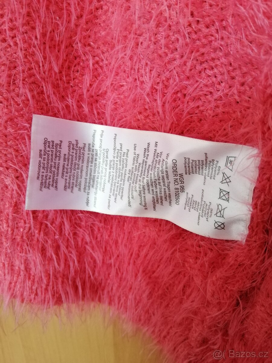 Dívčí růžový chlupatý kardigan/svetr 152/158 KIK 1-2x obleče - 2