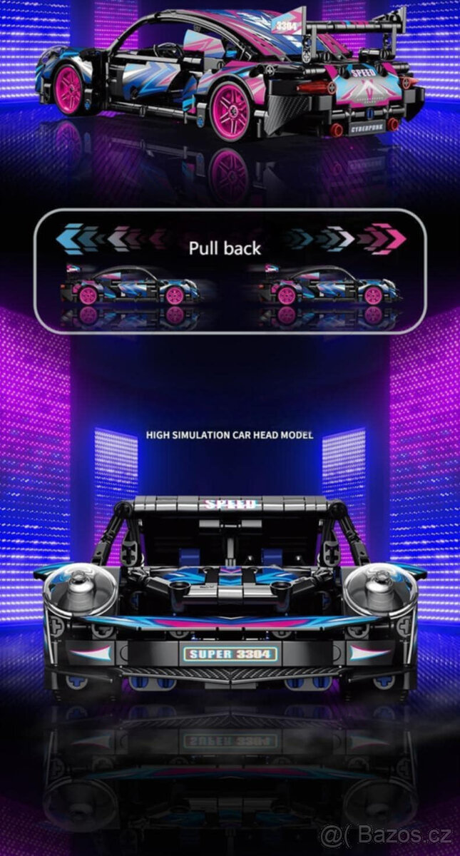 NOVÁ stavebnice porsche závodní auto 540 dílků,delka 27,5 cm - 2