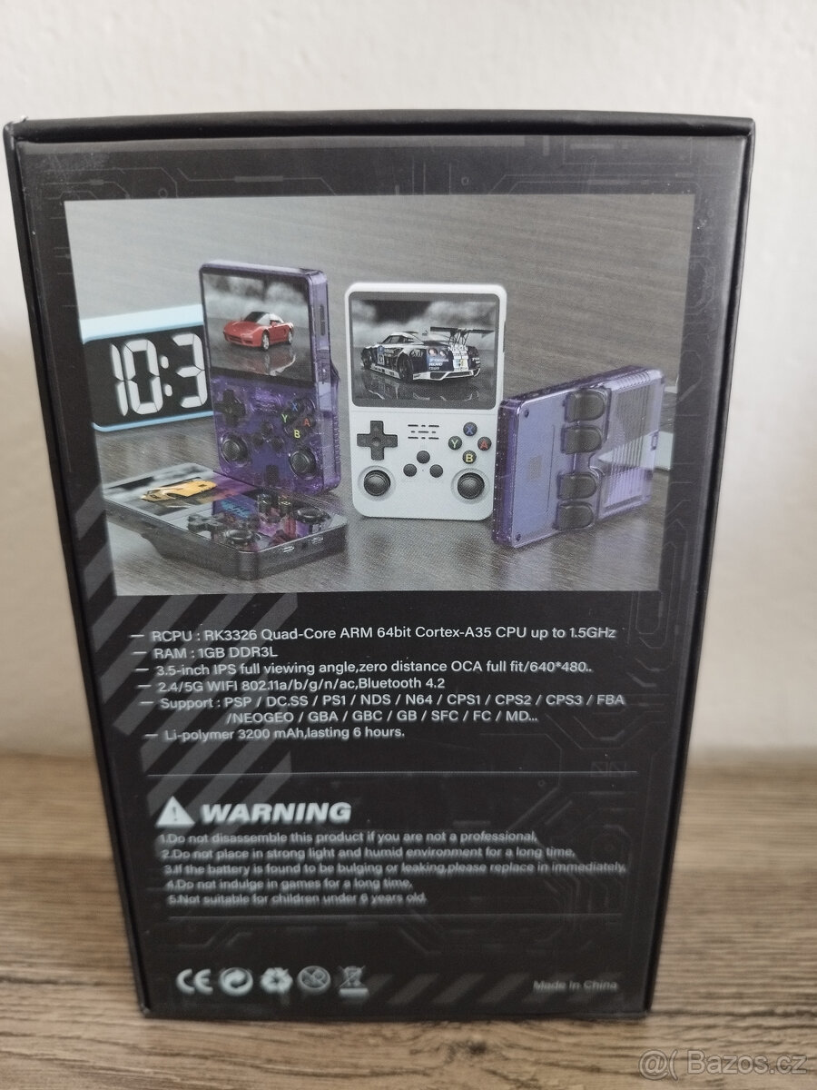Handheld konzole R36S (verze ArkOS 2.0) +15000 her Fialová - 2