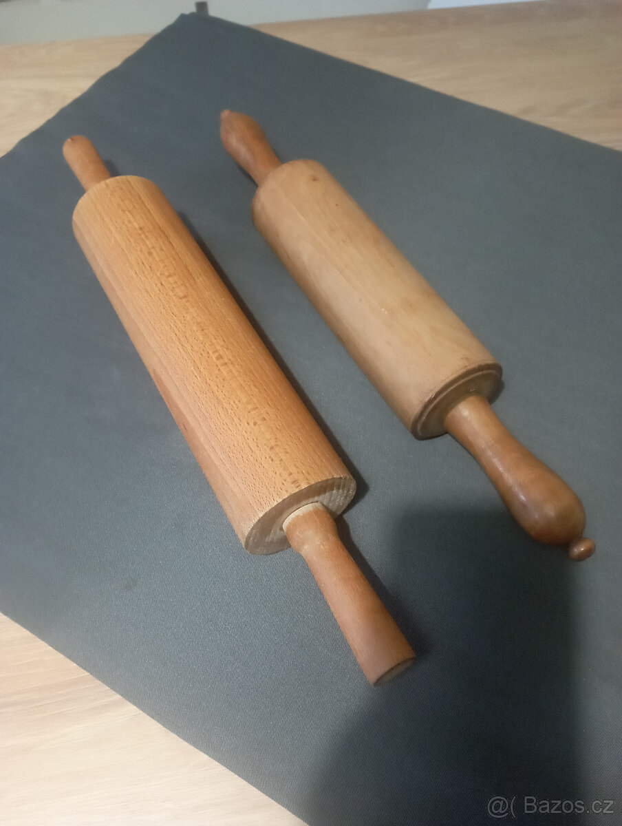 dřevěný váleček na těsto, retro 2 kusy - 2