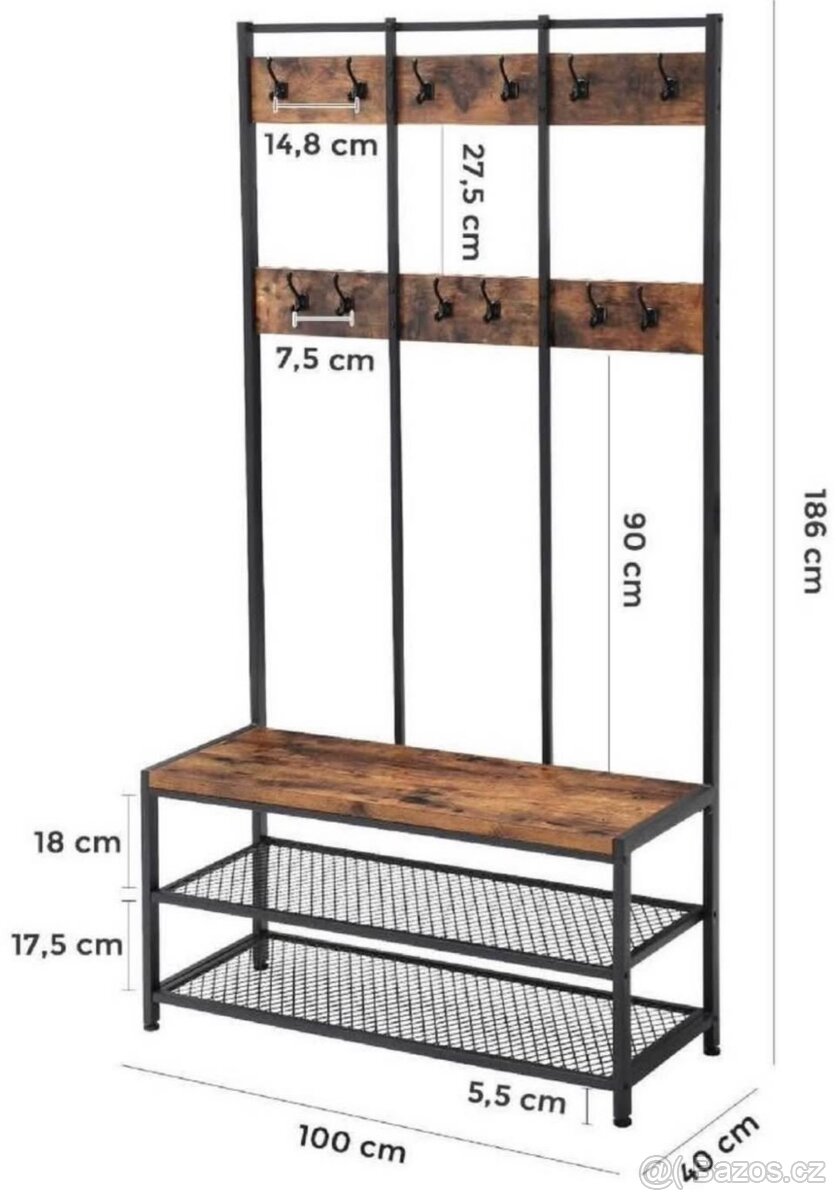 DRIPEX industriální věšák, botník, lavice - 2