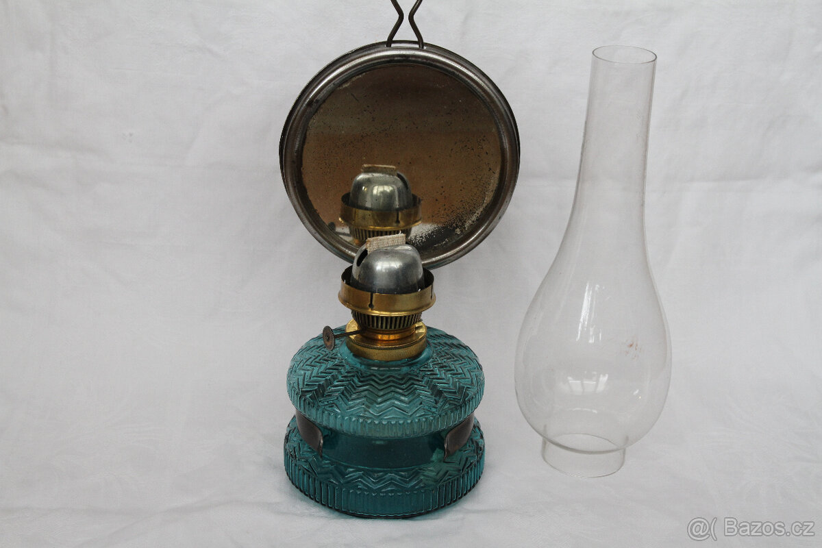 starožitná lampa petrolejka kubistický dekor kubismus - 2