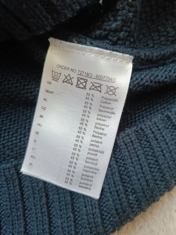 Dámský tmavě modrý svetr s copánkovým vzorem, vel. M - 2
