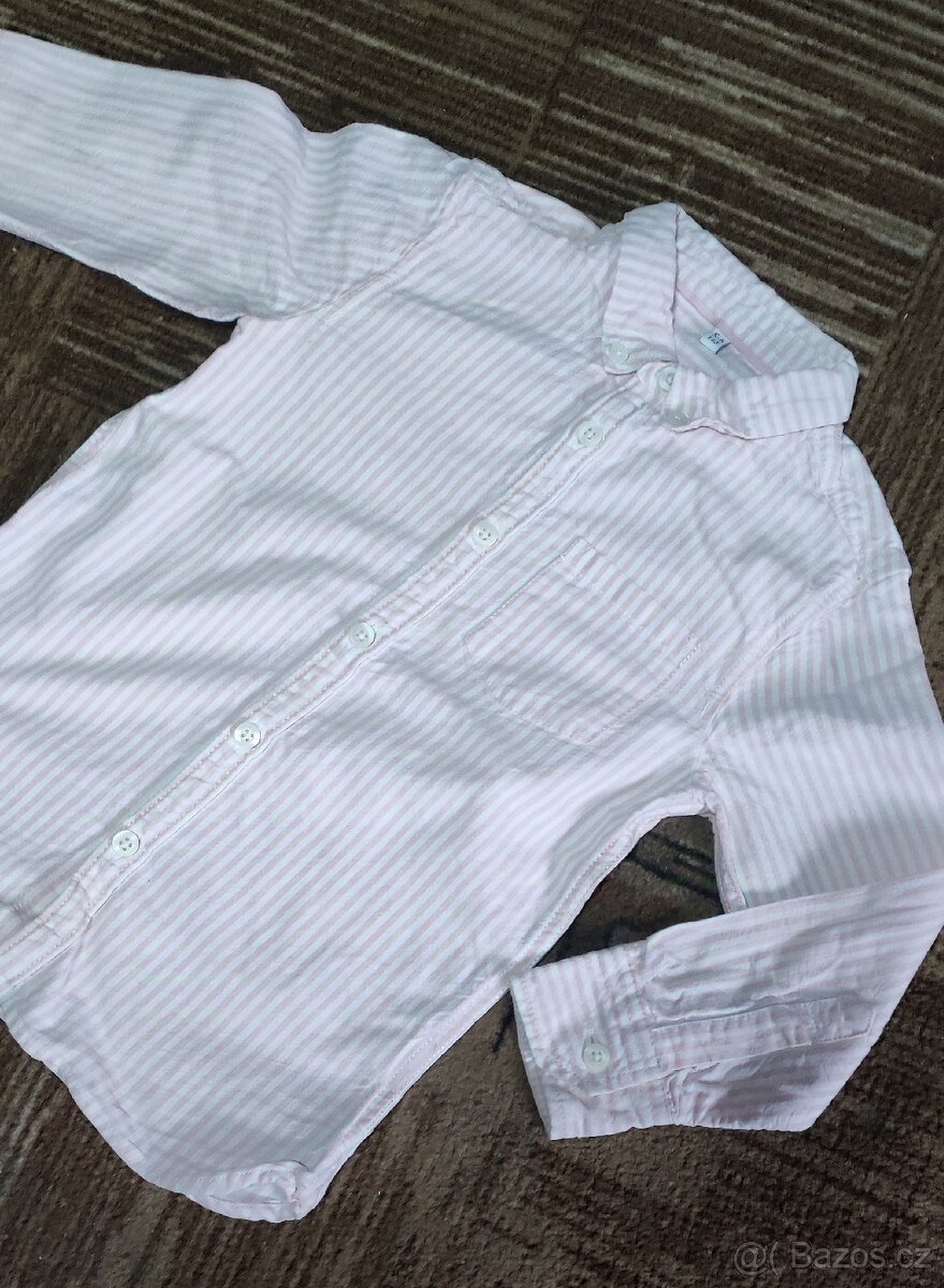 Dívčí bílo růžová košile, vel. 116 - 2