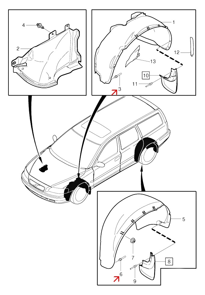 Nýt plastového podběhu VOLVO V70 II - 2