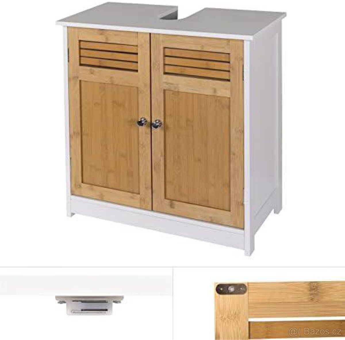 Skříňka pod umyvadlo – bambus a bílá - 2