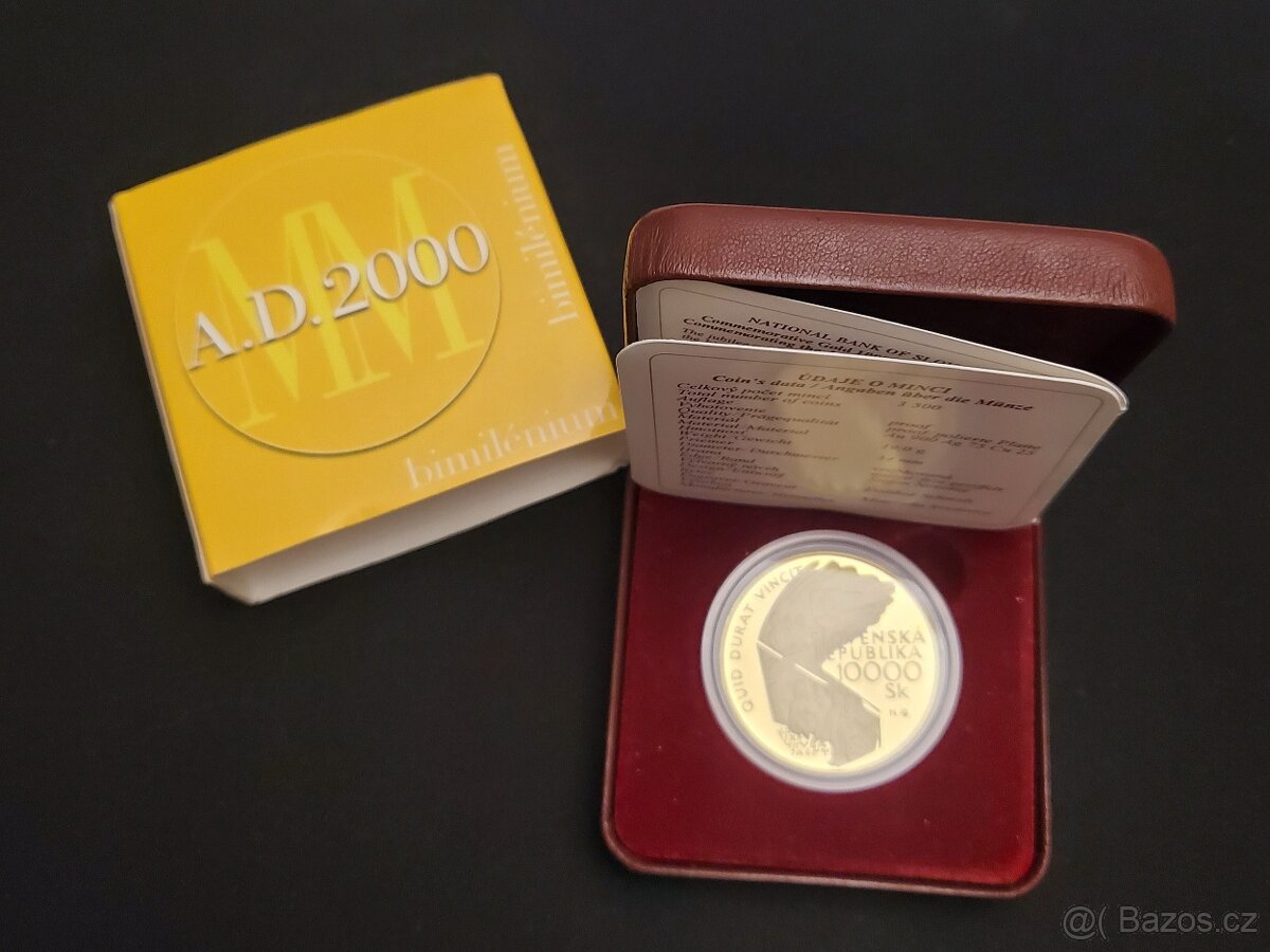 Jubilejný rok 2000 - bimilénium zlatá minca 10 000 Sk - 2