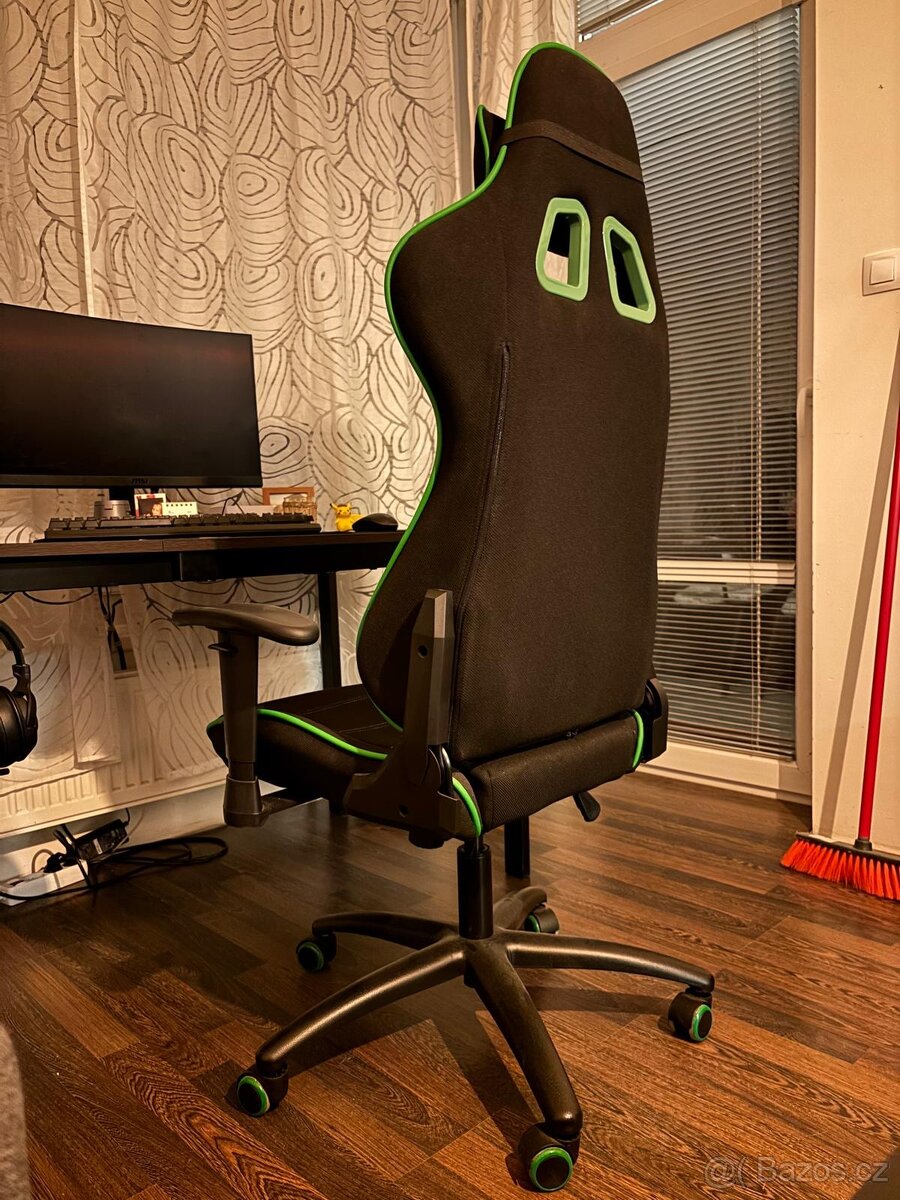 Herní židle LAMBJERG černá síťovina/zelená - 2