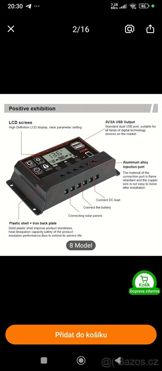 Solární regulátor 12/24V, 50A - 2