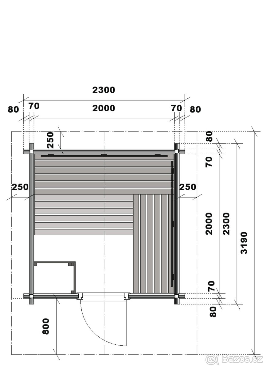 Srubová sauna samostatná se sedlovou střechou - 2