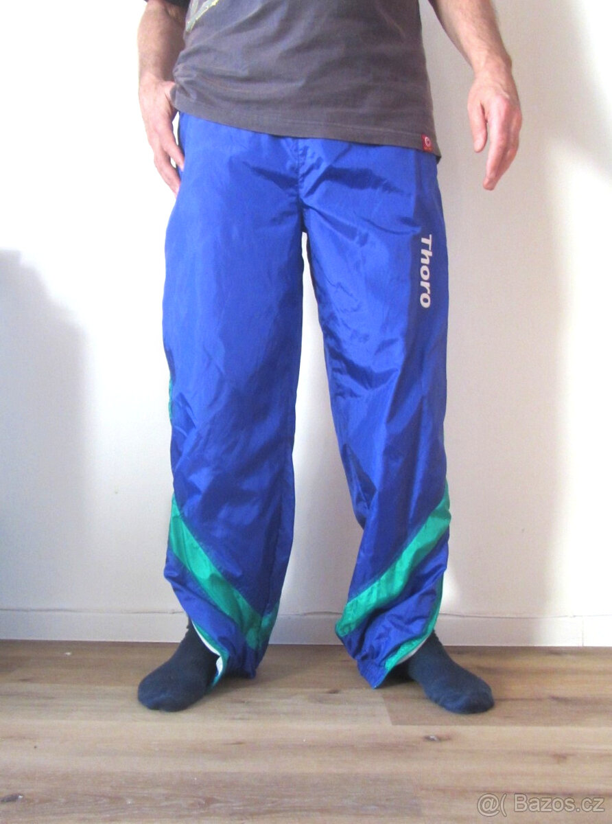 Vintage 90s pánské šusťákové kalhoty - 2