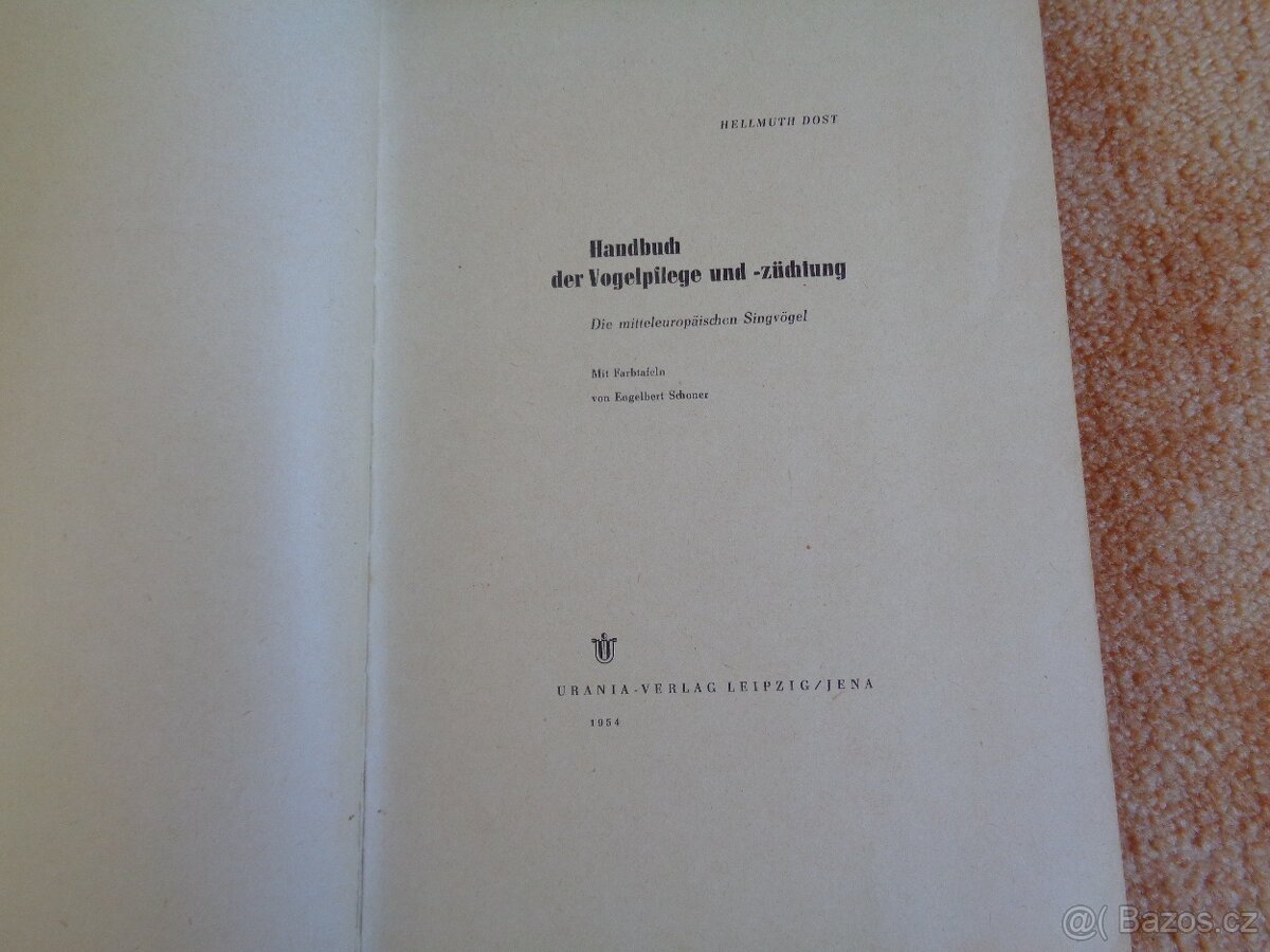 Kniha o chovu ptáků z roku 1954 v němčině - 2