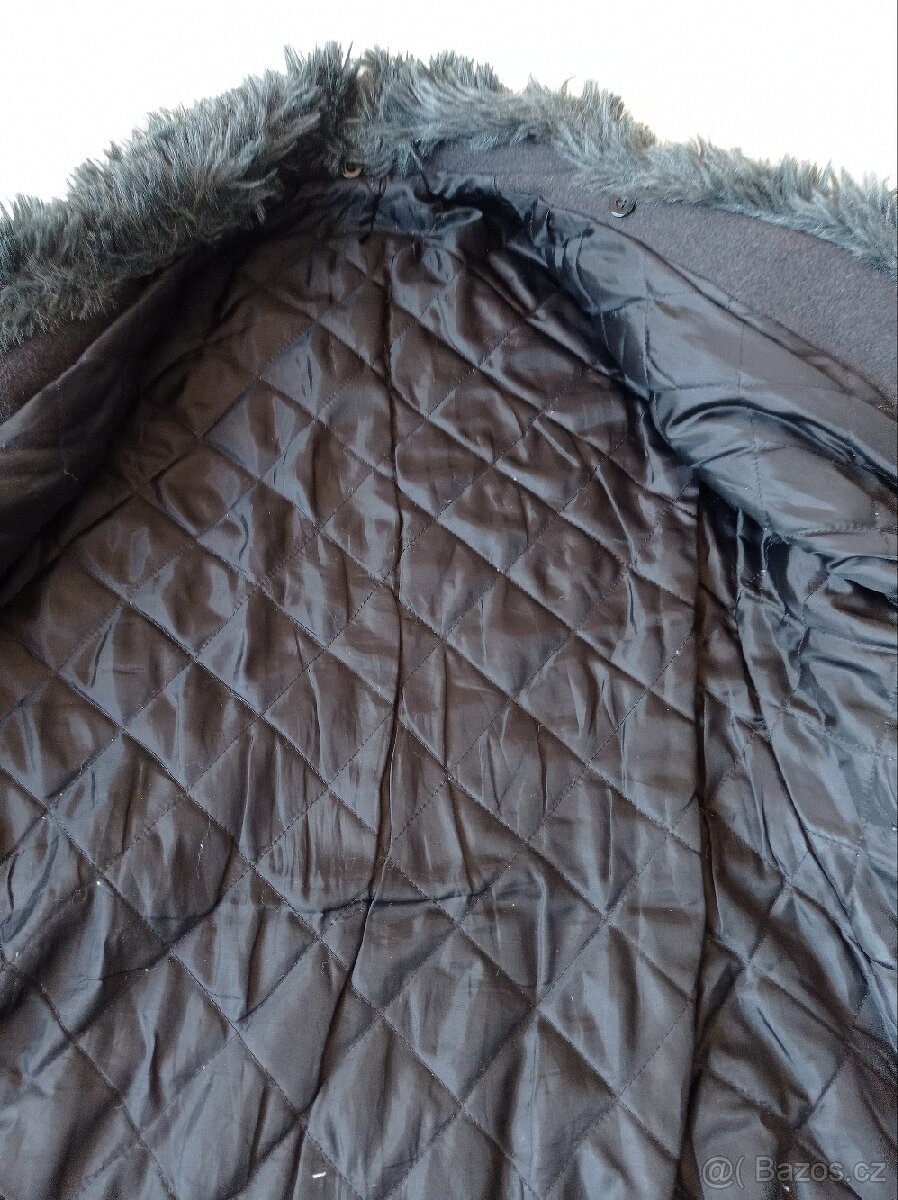 Kabát s kožešinou v elegantním stylu, vel.M - 2