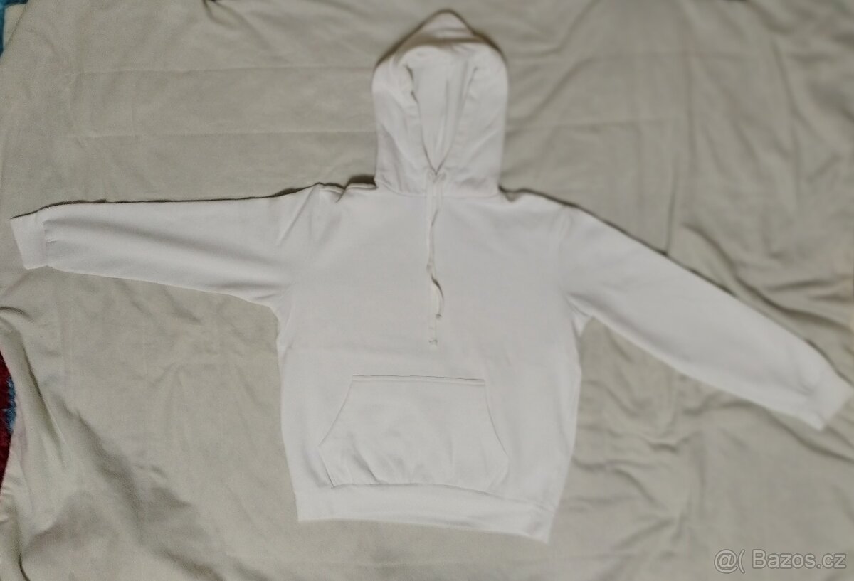 Mikina s kapucí - krémová (bílá) M - 2