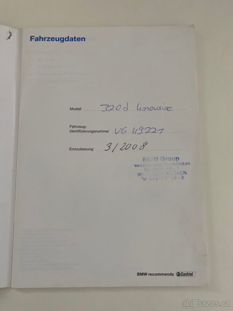 Servisní knížka BMW e90 - 2