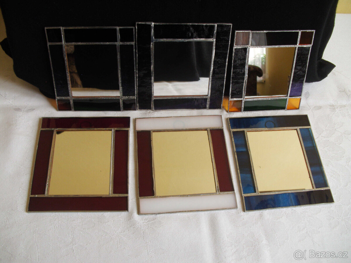 NOVÁ zrcátka - vitráž (8 ks) - 2