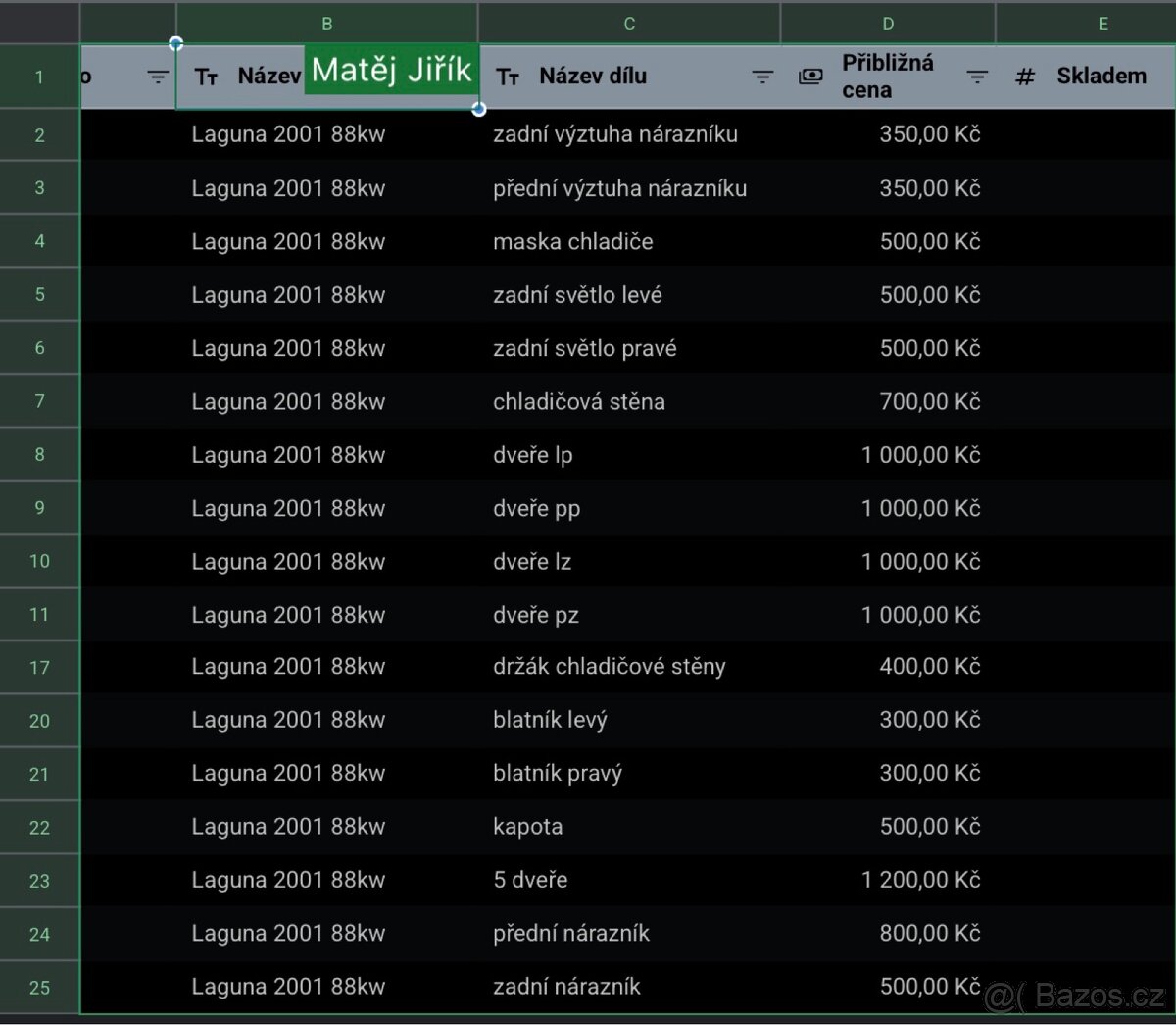 Náhradní díly na auto renault laguna 2001 - 2