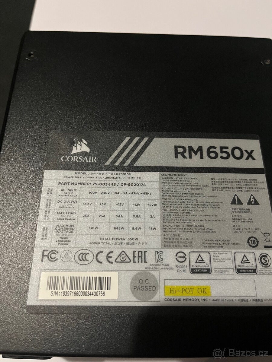 Zdroj Corsair RM650x gold modulární - 2