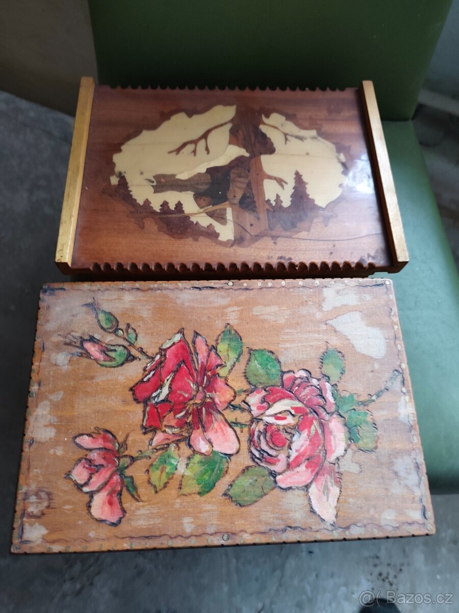 Dřevěná malovaná krabička / šperkovnice/retro/retro krabička - 2