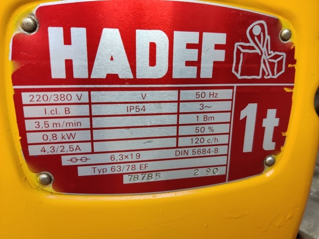 kladkostroj DEMAG 1 t + Hadef 1 t - 2