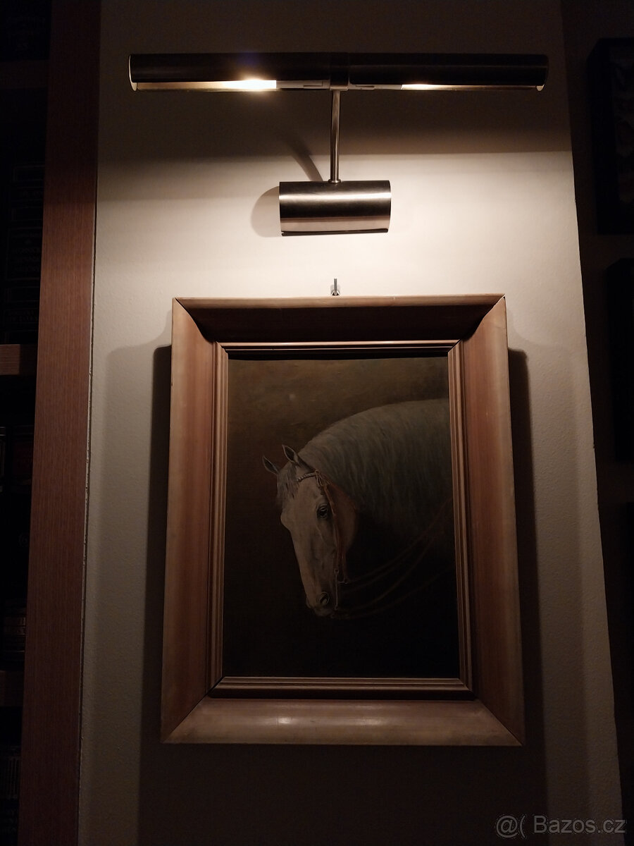 Olej na desce, hlava koně, 70tá léta - 2