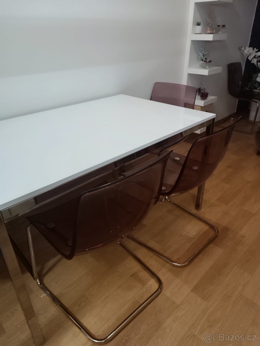 Jídelní stůl Ikea, bílý lesk, 140x90 - 2