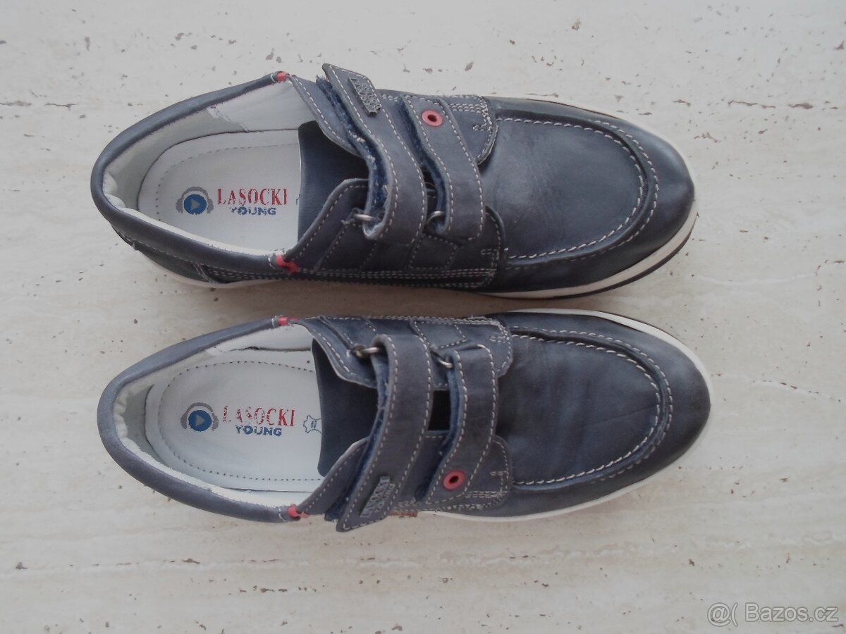 Modré boty polobotky kožené - 35 - 2