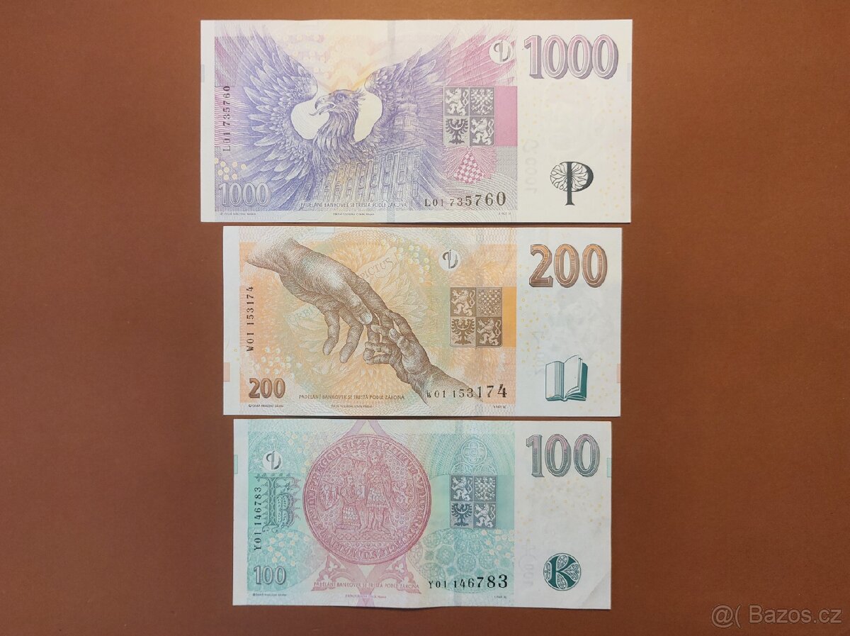 České bankovky - série Y01, W01, L01 - 2
