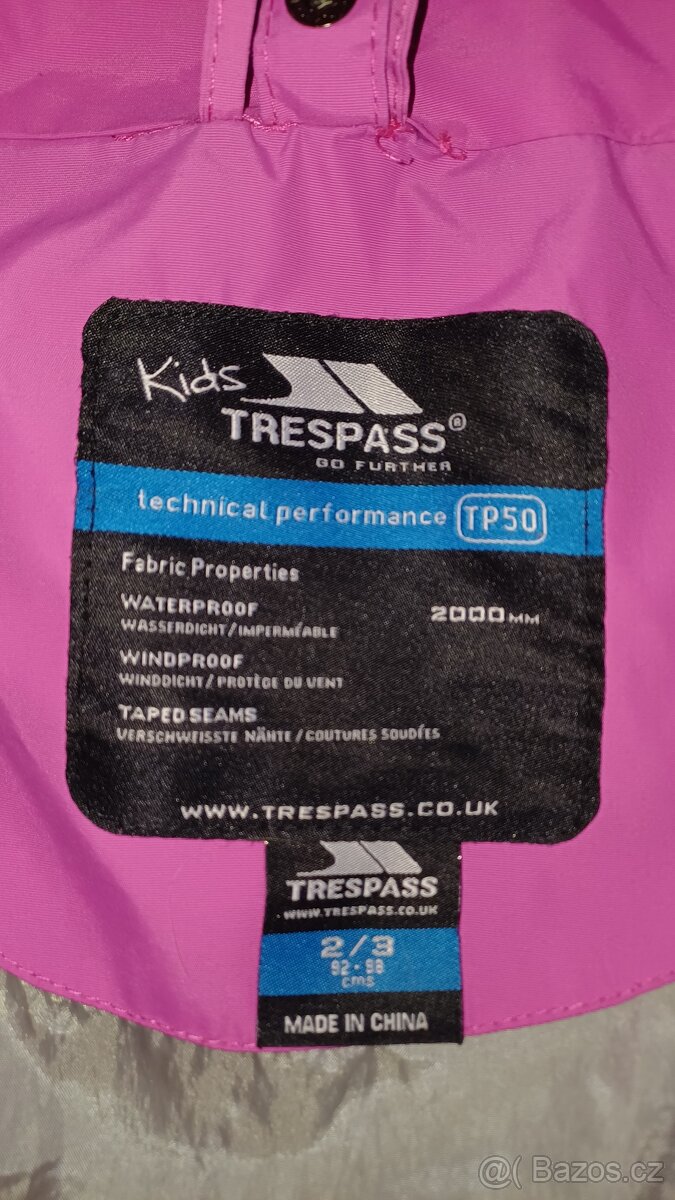 Nepromokavá bunda Trespass, velikost 92-98 - 2
