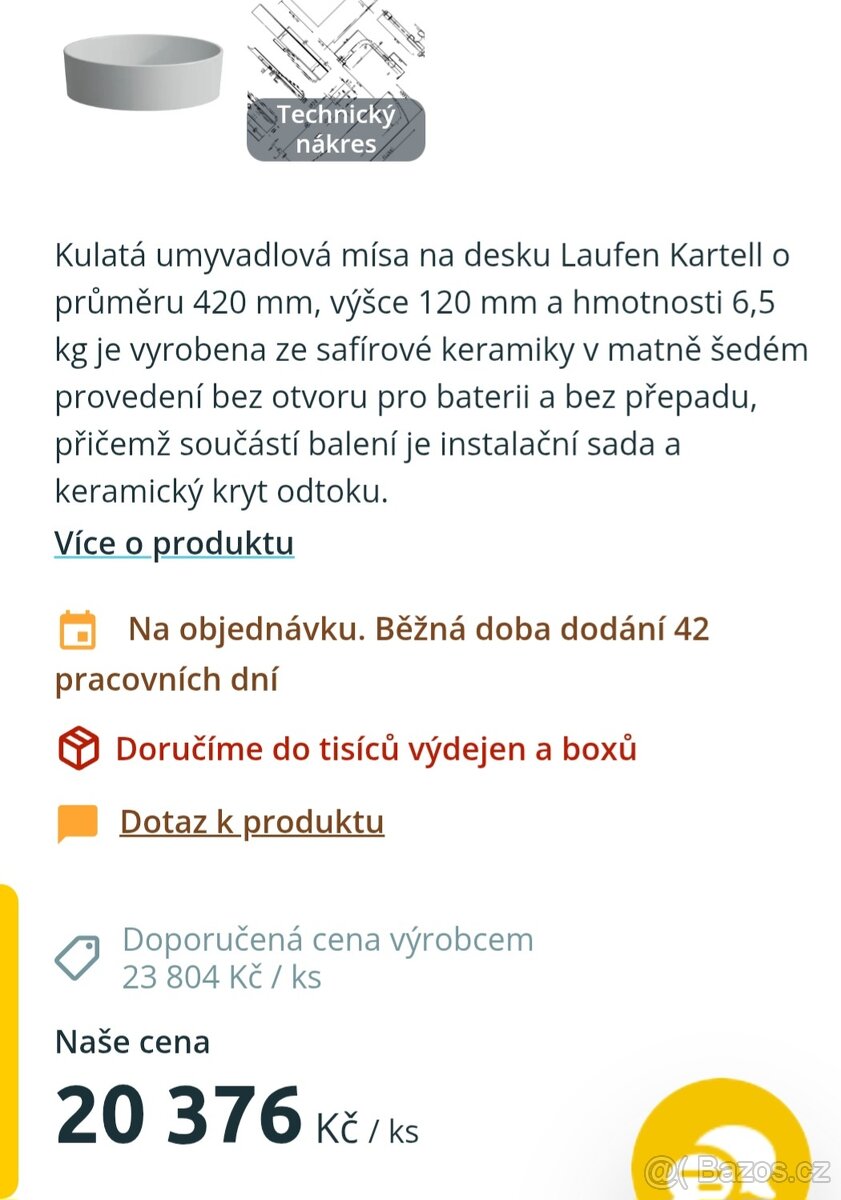 Mísa Laufen Kartell šedá matná - 2