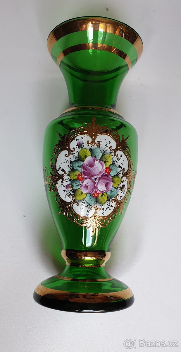 váza zelené sklo výška 27cm - 2