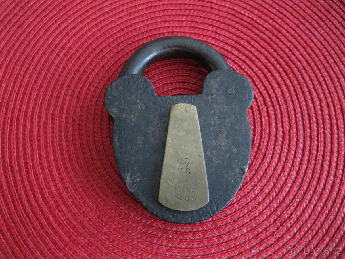 Starožitný, mohutný, anglický visací zámek-značený - 2