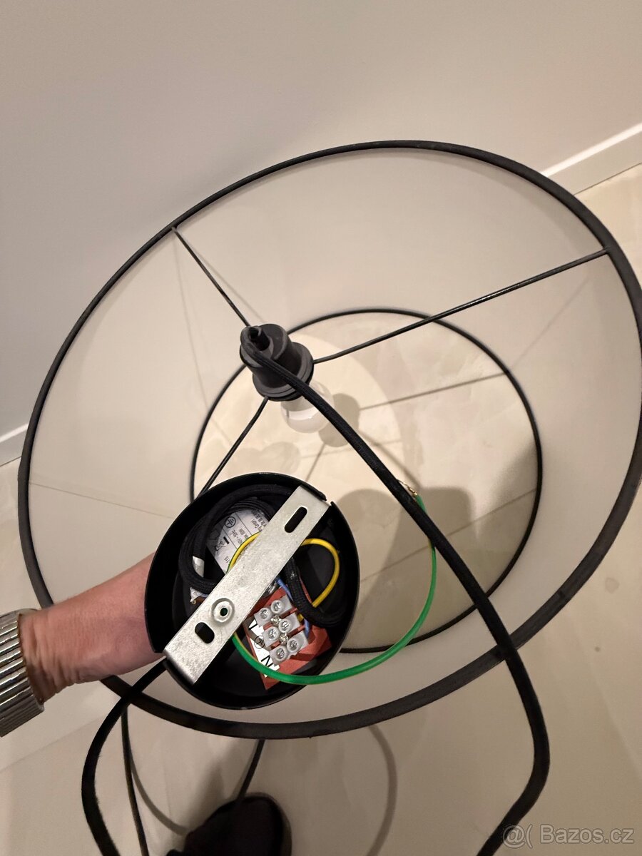 Moderní závěsný lustr s textilním kabelem – Černý - 2