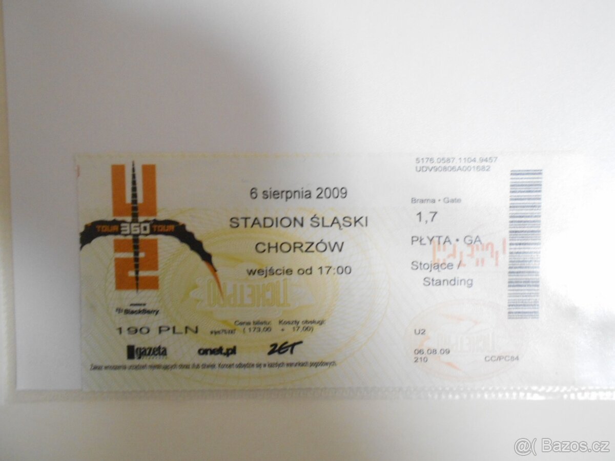 U2 - VSTUPENKA + ČASOPIS MELODIE + ČLÁNEK ROCKPOP - 2