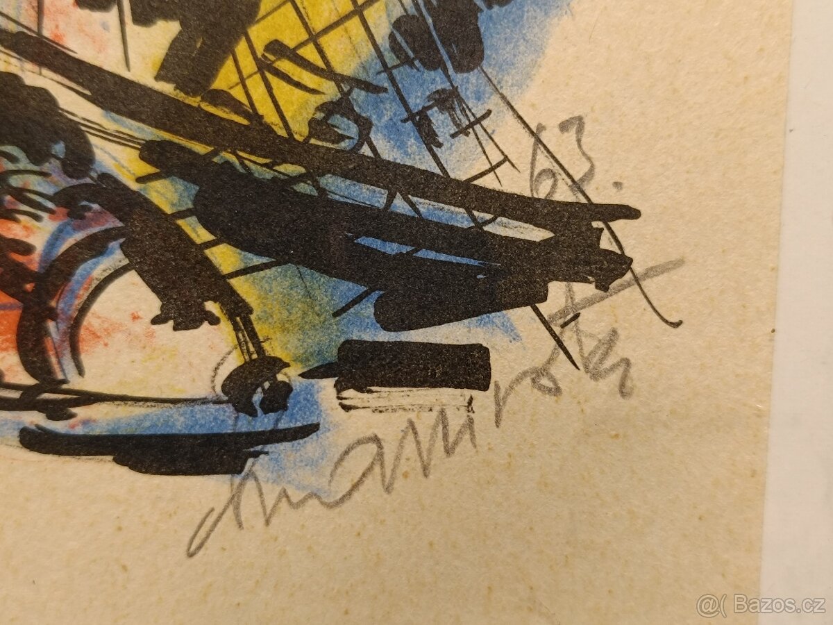 Obraz Cyril Chramosta, Rybář 1963, 26x21 - 2